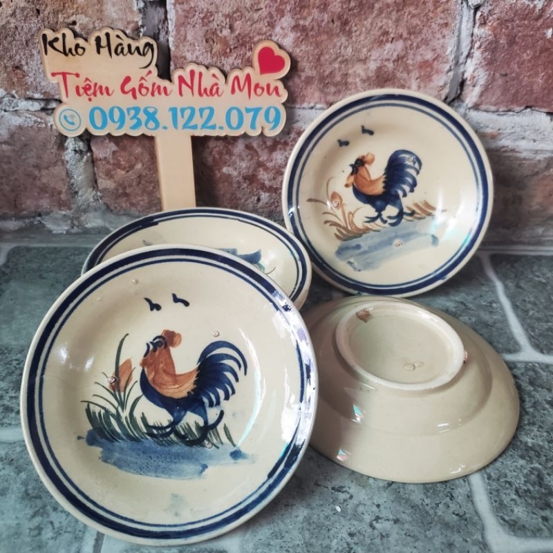 💢💢Dĩa Con Gà Trống Mẫu Gốm Xưa Nam Bộ 💥 Loại thường thô sạn