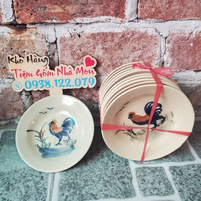 💢💢Dĩa Con Gà Trống Mẫu Gốm Xưa Nam Bộ 💥 Loại thường thô sạn