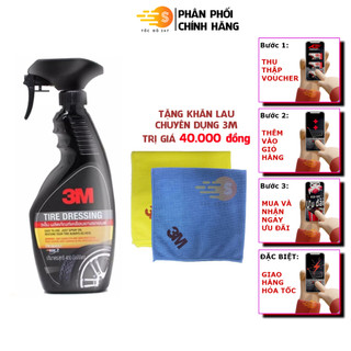 Chai xịt bảo dưỡng lốp ô tô 3M 39042LT tặng kèm khăn lau ô tô chuyên dụng 3M màu ngẫu nhiên