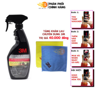 Chai xịt chăm sóc và bảo dưỡng nội thất ô tô 3M 39040LT tặng khăn lau ô tô chuyên dụng 3M màu ngẫu nhiên
