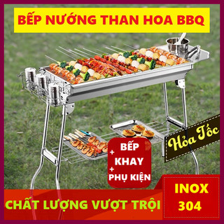 Bếp nướng than hoa BBQ MD8009 ngoài trời, dã ngoại- Chất liệu INOX cao cấp, gấp gọn tiện lợi !