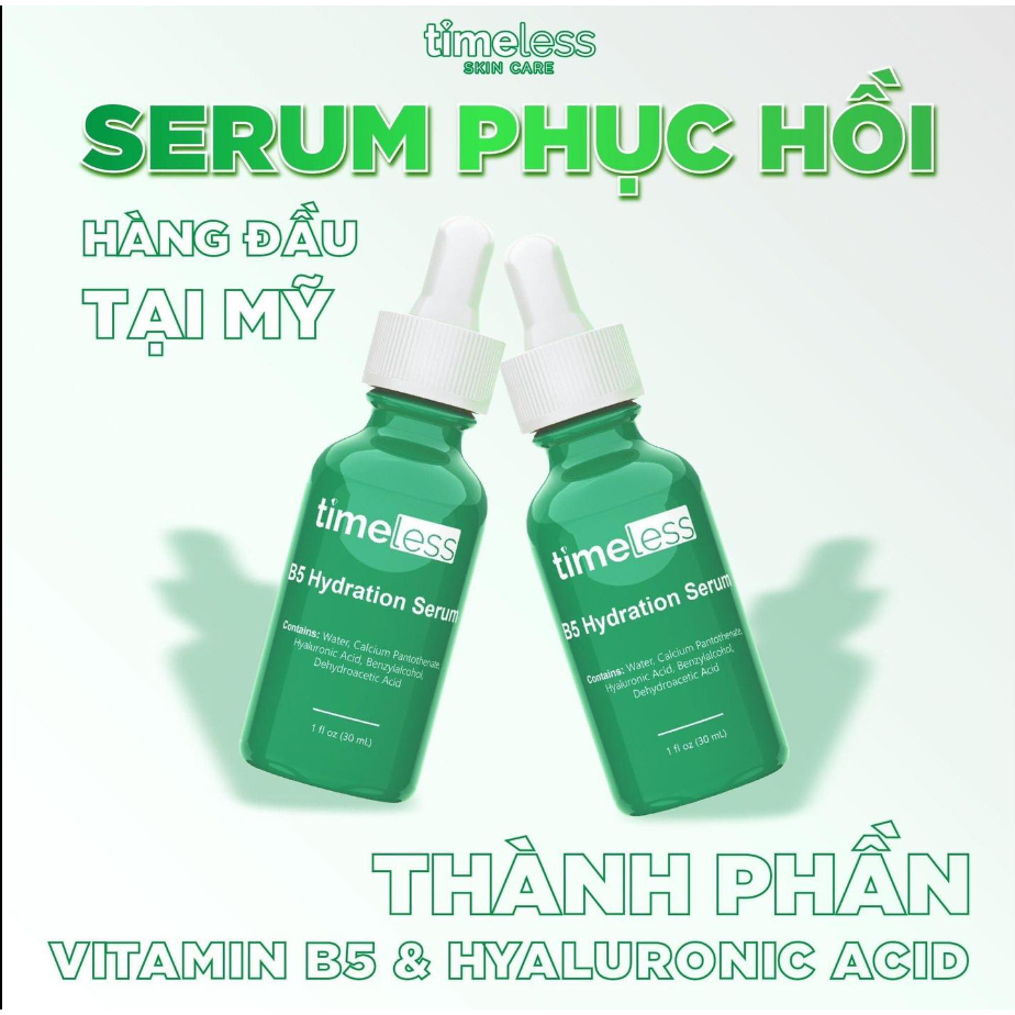 Serum Timeless Vitamin B5+ Hyaluronic Acid Làm Dịu, Phục Hồi Da 30ml