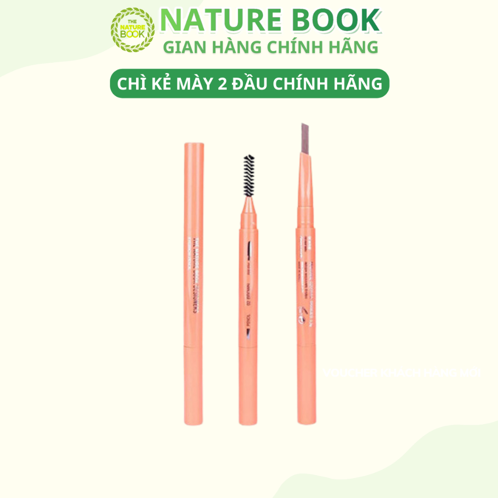 Bút chì kẻ mày phẩy sợi 2 đầu trang điểm mắt không thấm nước, lâu trôi The Nature Book chính hãng Hàn Quốc