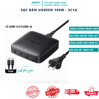 Sạc bàn Ugreen 100W 3C1A - Hàng Chính Hãng - Cực Sang Trọng Cho Decor Bàn Làm Việc - Sạc được Laptop, Mac - ENJOY PLUS