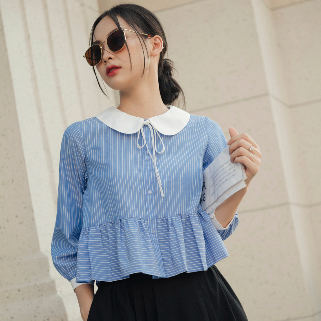 Áo sơ mi nữ kiểu hàn quốc Cardigan thiết kế cổ sen thắt nơ AS013