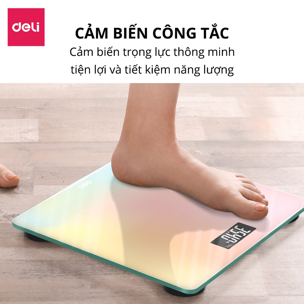 Cân điện tử thông minh Deli mặt kính cường lực số đo chính xác - E86120 Cân điện tử Deli