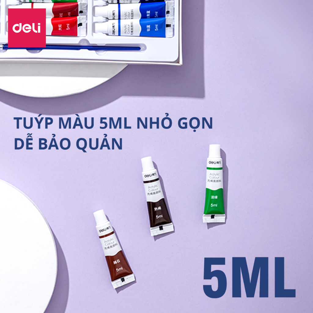 Màu Nước Acrylic Dạng Tuýp 5ml Kèm Cọ Khay Màu Tô Tượng Đất Sét Tự Khô Vẽ Giày Túi Tote Tô Tượng Đất Sét Tự Khô Finenolo