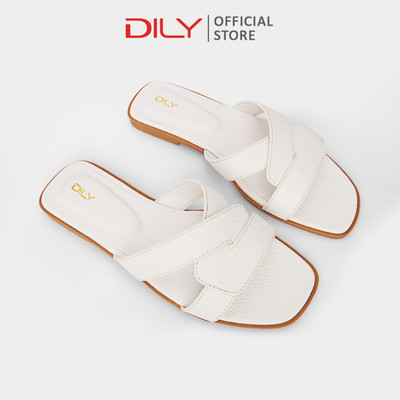 Dép bệt nữ quai đan chéo thời thượng, dép nữ mũi vuông tiện lợi DILY cao 1cm_ AA0408