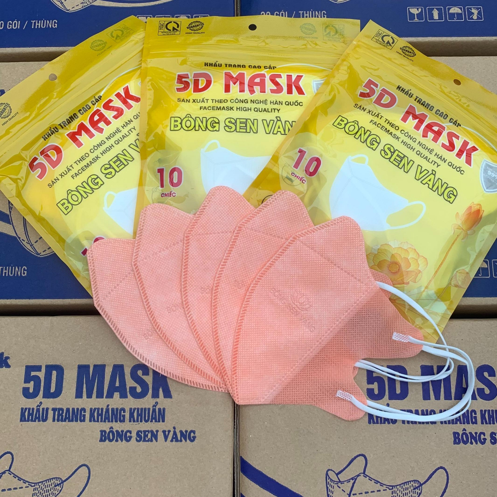 Thùng 400c Khẩu Trang 5D Bông Sen Vàng