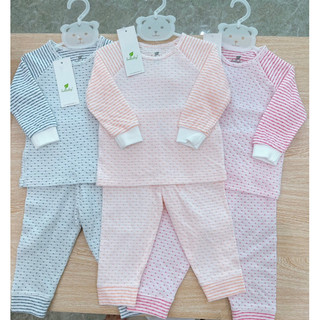 Bộ dài tay cài vai Lullaby BST thu đông cotton 2 lớp