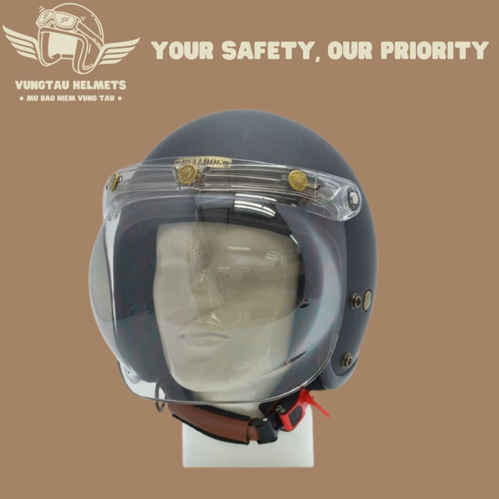 Kính chắn nón bảo hiểm 3/4 BULLDOG Bubble (Không bao gồm nón) - VungTau Helmets - Mũ bảo hiểm chính hãng Vũng Tàu