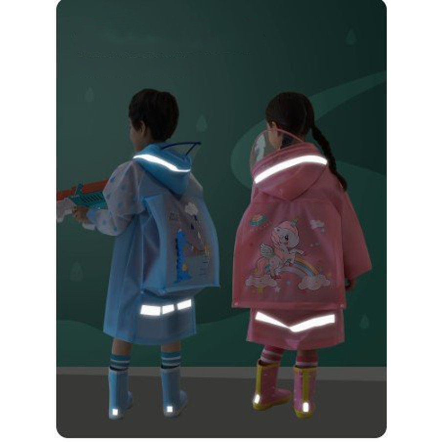 Áo mưa trẻ em phản quang có mũ , chống nước tốt, không mùi nhựa, hàng loại 1 cho bé