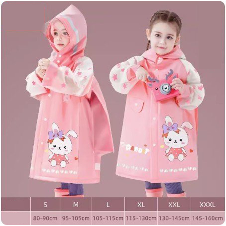 Áo mưa trẻ em phản quang có mũ , chống nước tốt, không mùi nhựa, hàng loại 1 cho bé