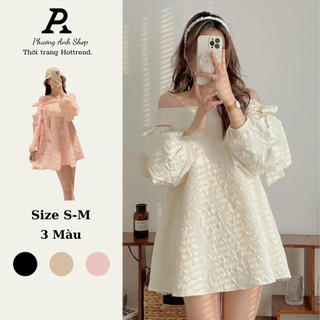 Áo trễ vai dài thân dáng babydoll tiêu thư 2 lớp (loại1) phong cách sang chảnh-A8900