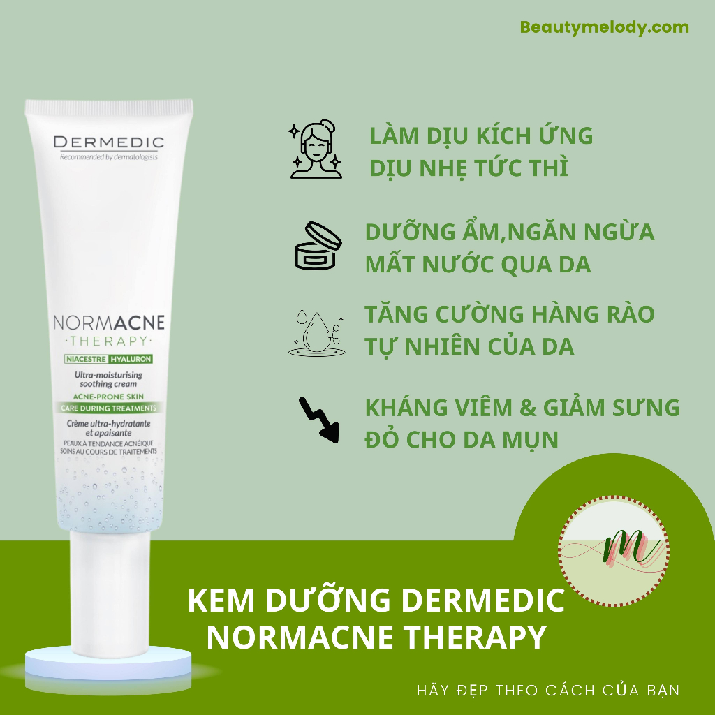 Kem Dưỡng Ẩm G..i..ảm M..ụ..n D..E..R..M..E..D..I..C NORMACNE Ultra Moisturising Soothing Cream 40g