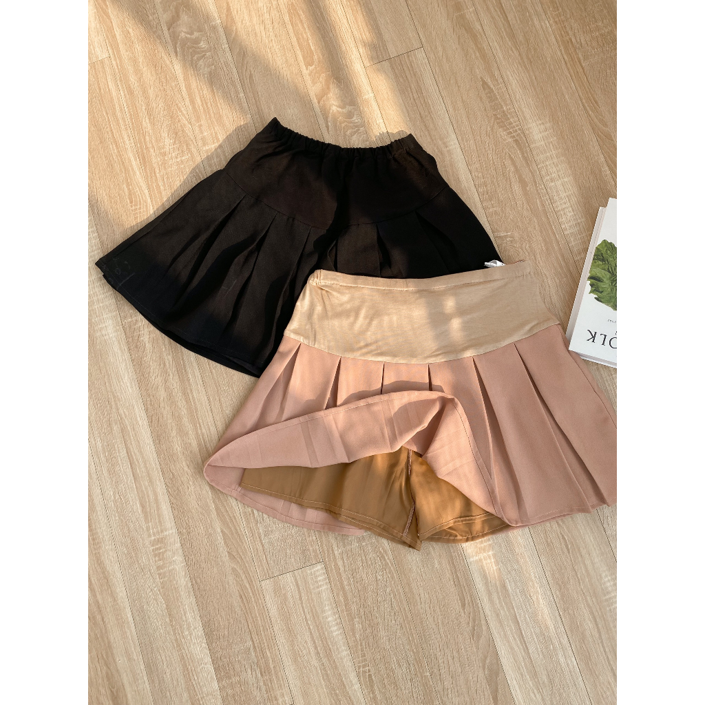 Chân váy bầu xếp ly Tennis Skirt may sẵn quần đùi mặc trong váy dành cho mẹ bầu trẻ trung cá tính by L'amme