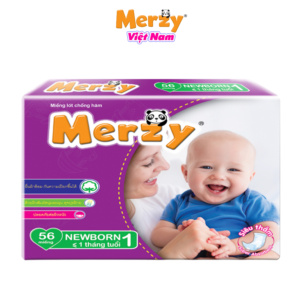 Miếng Lót Newborn Merzy Dành Cho Bé Mới Sinh Mềm Mịn Thoáng Khí Siêu Thấm Gói Lớn 56 Miếng