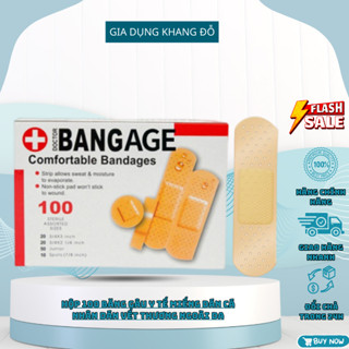 Băng keo cá nhân Băng Ago - Hộp 100 miếng băng keo cá nhân băng dán cá nhận băng y tế Ago 4 kích thước