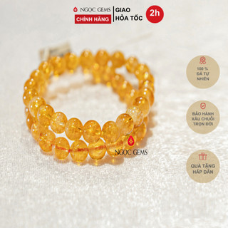 Vòng tay đá thạch anh vàng cam b ,phong cách, nhẹ nhàng - avc - 8-11mm - ngọc gems