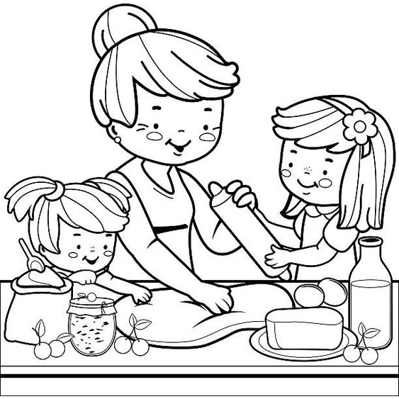 Set 10 Tờ Tranh Tô Màu Chủ Đề Phụ Giúp Ba Mẹ - Kho Nhà Mình