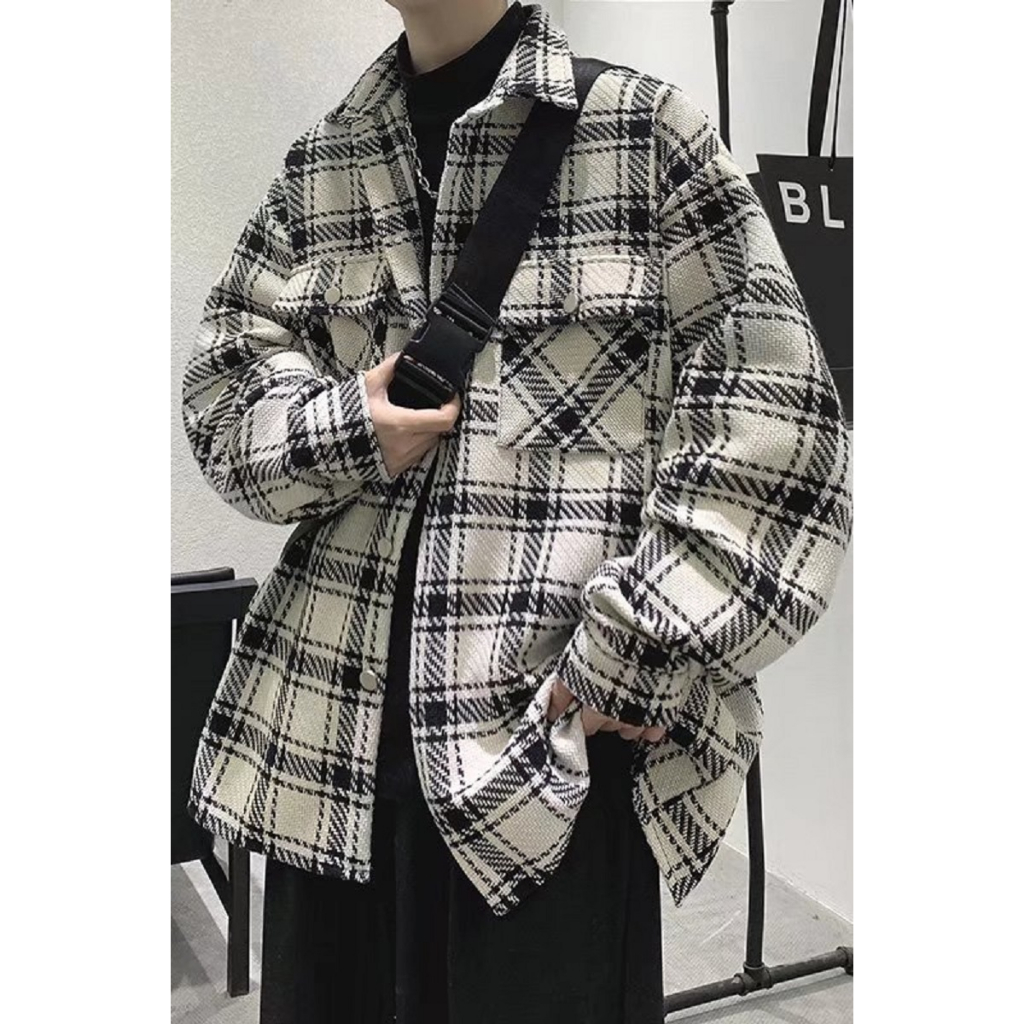 Áo Khoác UNISEX Cao Cấp- Dày Dặn 520GSM- Họa Tiết Caro Phong Cách