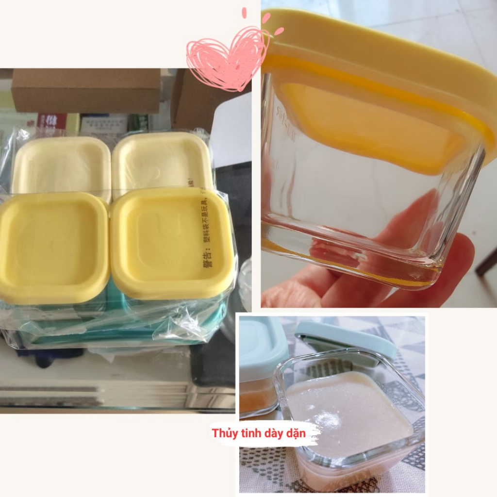 Bộ 4 hộp trữ đồ ăn dặm bằng thủy tinh KUB