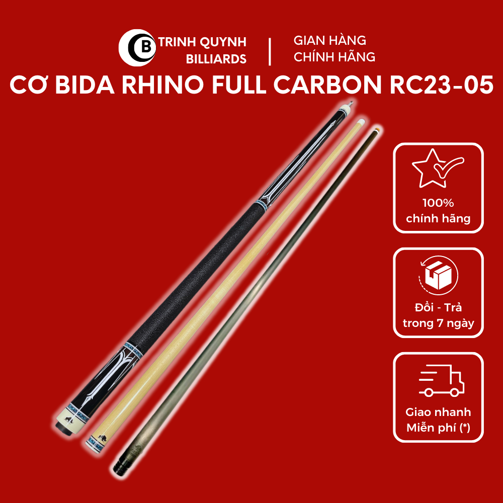 Cơ Bida Rhino Full Carbon 2023 B TRINH QUYNH BILLIARDS RC23-05