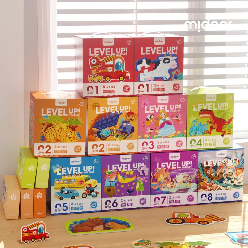 Bộ xếp hình 8 cấp độ cho bé Mideer Level Up Puzzle chính hãng đồ chơi giáo dục trẻ em thông minh