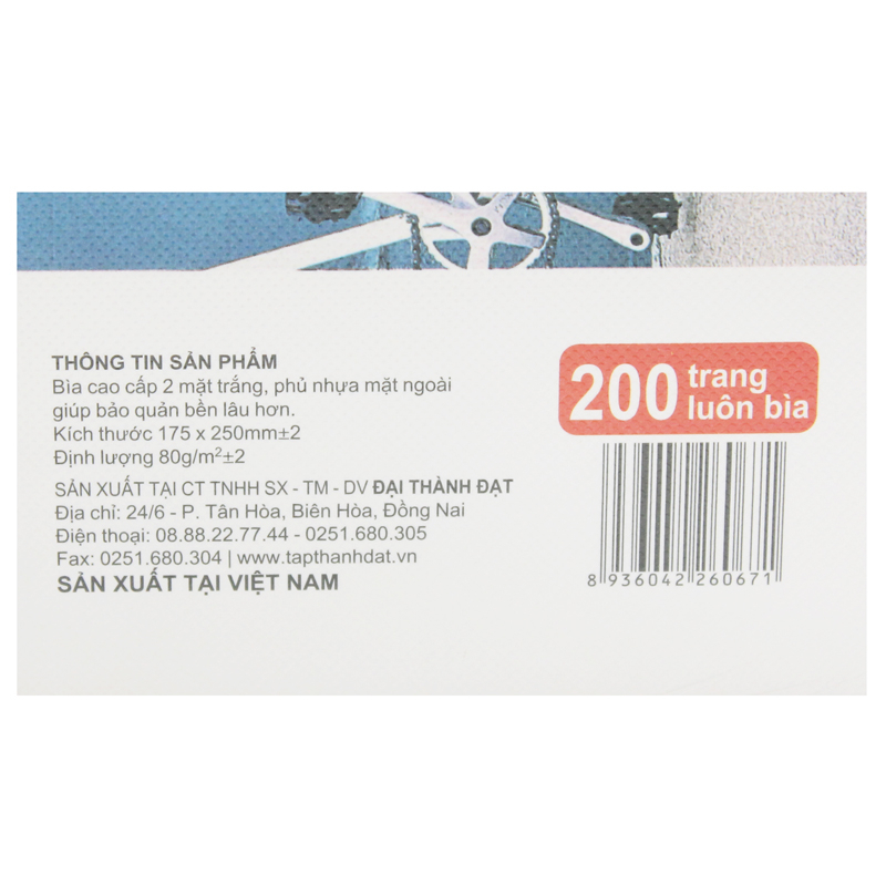 Tập vở Sinh Viên 4 Ly Ngang 200 Trang 80gsm - Thành Đạt - Mina The Bicycle