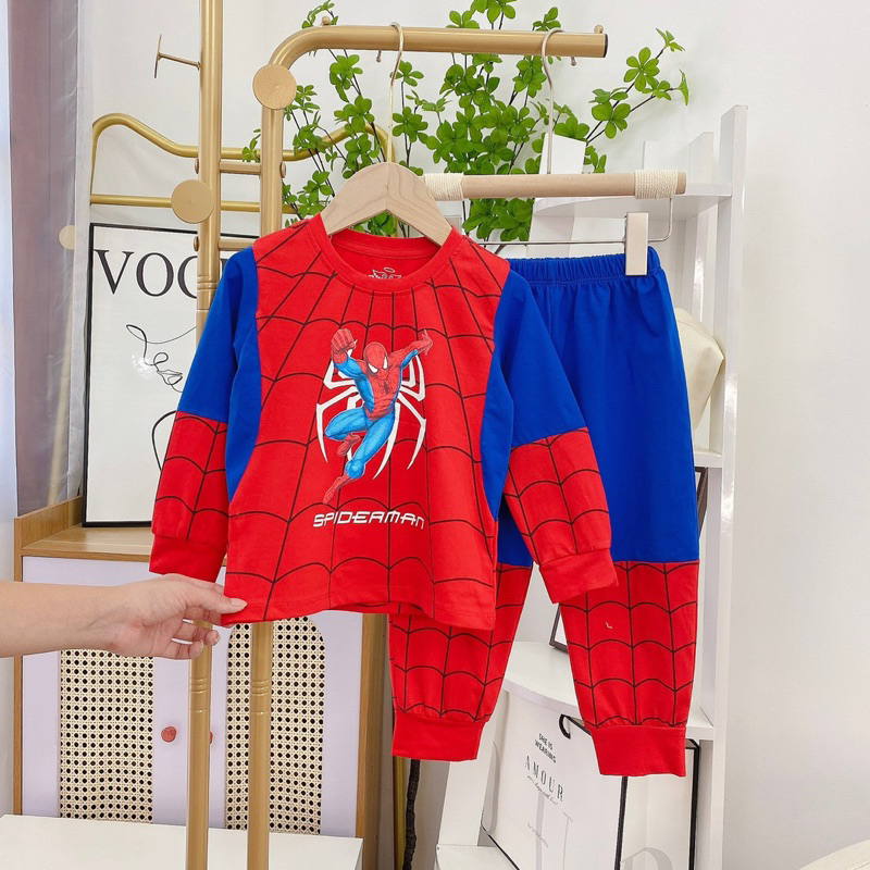 CHÍNH HÃNG Bộ siêu nhân dài tay bé trai, Bộ Spiderman dài tay size 10-22kg