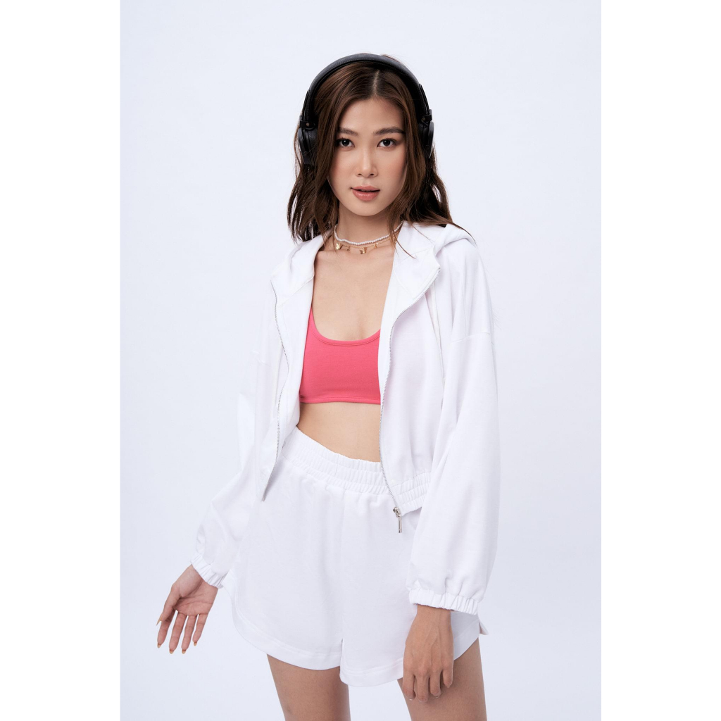 Áo khoác DOTTIE dáng ngắn màu trắng newtag