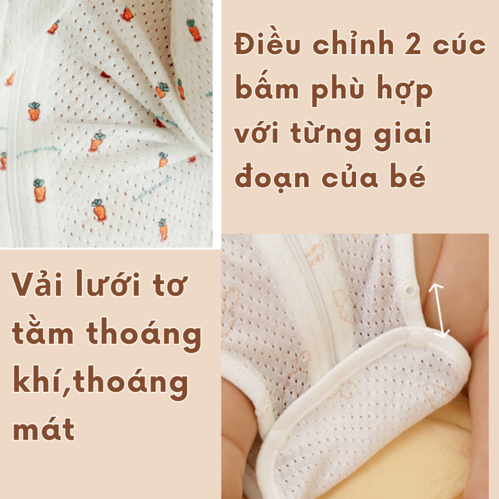 Nhộng Chũn Hở Chân Cho Bé Unbee Vải Tơ Tằm Mềm Mát Từ 3-9KG