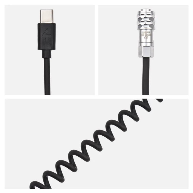 Dây cáp nguồn lò xo Blackmagic Pocket Cinema Camera BMPCC 4K/6K sang USB Type-C