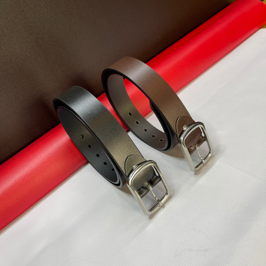 Dây lưng da thật 100% đốt không cháy thắt lưng nam khoá inox 304 không rĩ cao cấp HTL38 bảo hành 3 năm