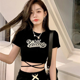 Áo croptop nữ áo thun DÂY BUỘC EO GUCEN 5L