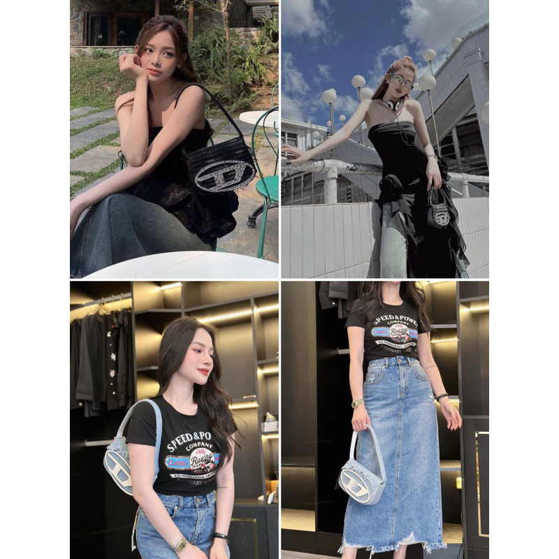 Túi Diesell Jean Denim kẹp nách size 20 fullbox hàng loại 1 QC cao cấp