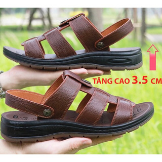 DÉP NAM DA BÒ THẬT ( đế nâng cao 3,5cm) bao test lửa