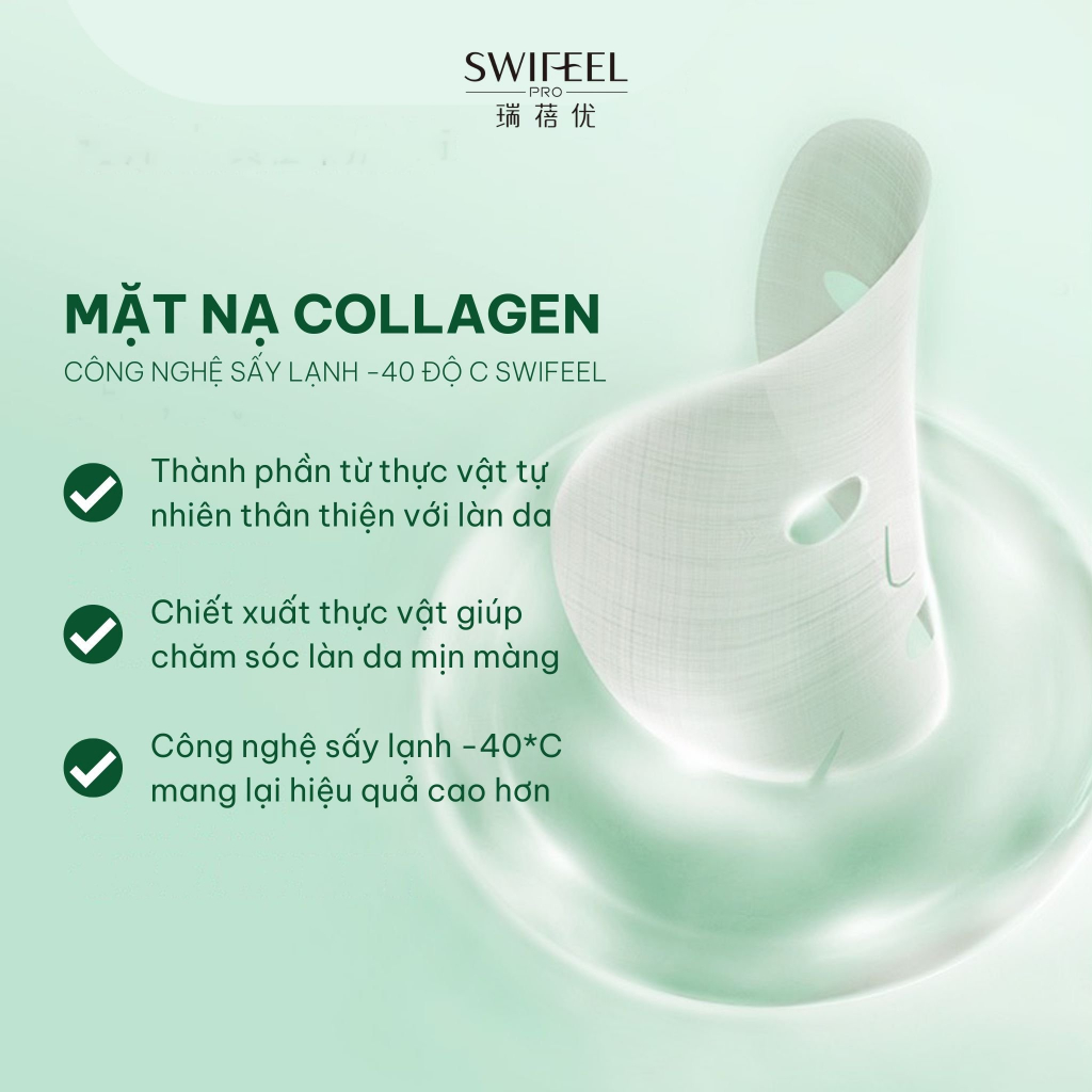 Mặt nạ khô lạnh SWIFEEL collagen tươi, công nghệ sấy lạnh âm 40 độ C, tái tạo, làm dịu da, căng bóng và săn chắc da