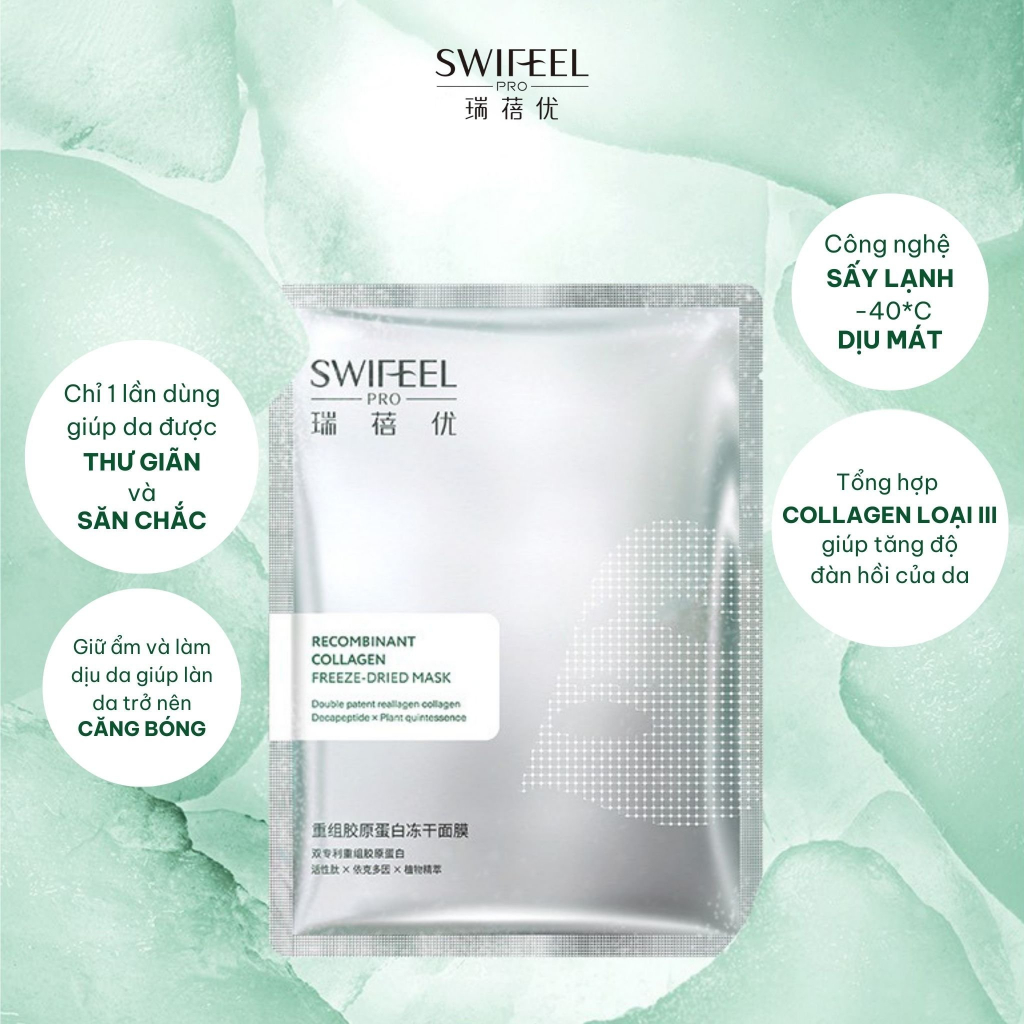 Mặt nạ khô lạnh SWIFEEL collagen tươi, công nghệ sấy lạnh âm 40 độ C, tái tạo, làm dịu da, căng bóng và săn chắc da