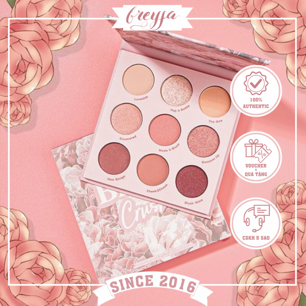 Bảng Phấn Mắt ColourPop Blush Crush - Kết Hợp Lì Và Nhũ, Màu Chủ Đạo Là Tone Hồng Ngọt Ngào, Lên Màu Chuẩn, Bền Màu Lâu