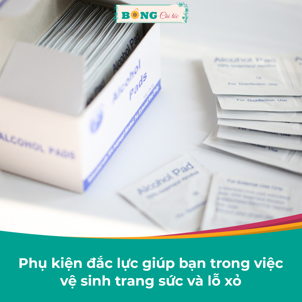 Combo chăm sóc lỗ xỏ bông tai cao su y tế, nẹp bump, miếng lau khử khuẩn kèm hộp CB10- khuyên tai BÔNG Cài Tóc