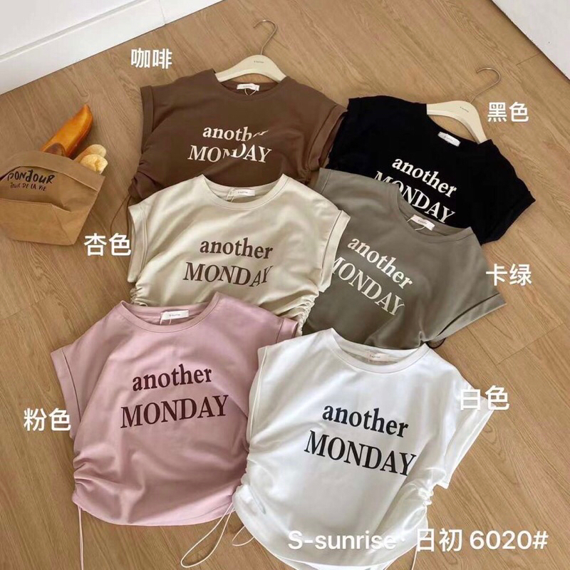 Áo Phông Babytee Dáng Croptop Chữ Annother Mon Rút Dây Hai Bên Eo