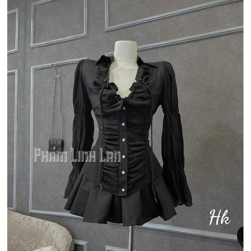 Áo sơ mi dây cổ 2 màu