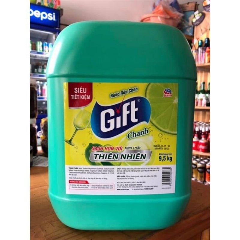 Nước rửa chén bát Gift hương chanh Can 9.5kg , Siêu Tiết Kiệm