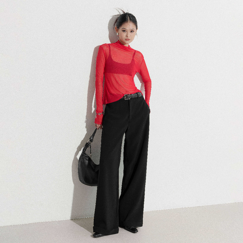 HIGHCHIC - Quần tây đen dáng đứng- FLIPS PANTS - Đen - Kiểu dáng sang trọng