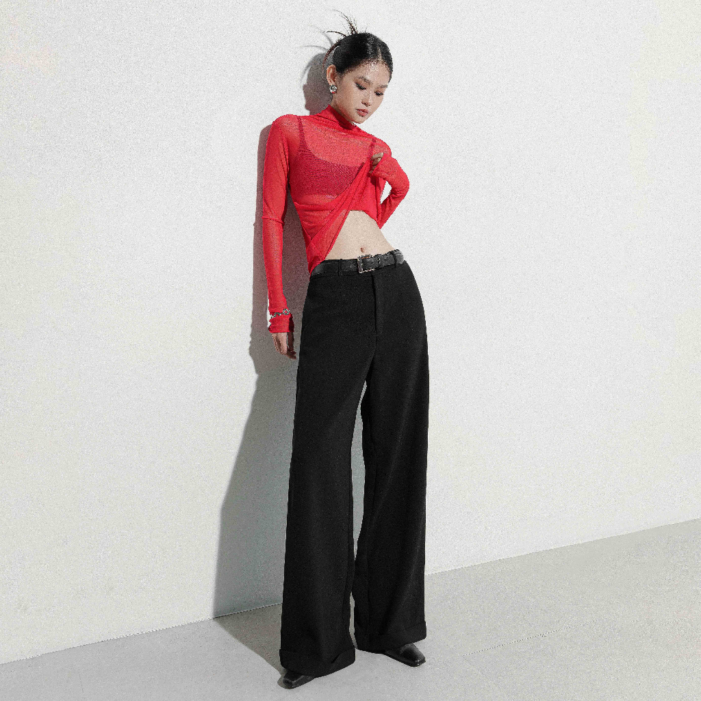 HIGHCHIC - Quần tây đen dáng đứng- FLIPS PANTS - Đen - Kiểu dáng sang trọng