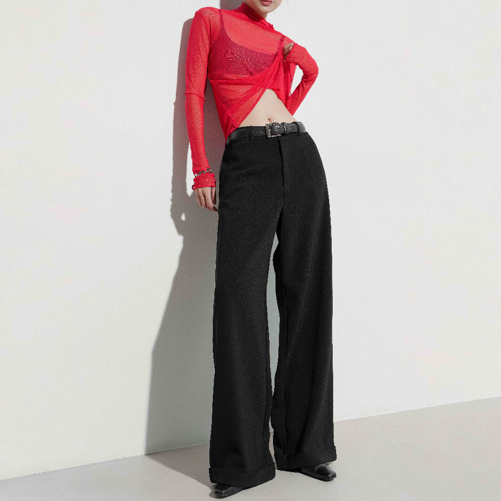 HIGHCHIC - Quần tây đen dáng đứng- FLIPS PANTS - Đen - Kiểu dáng sang trọng