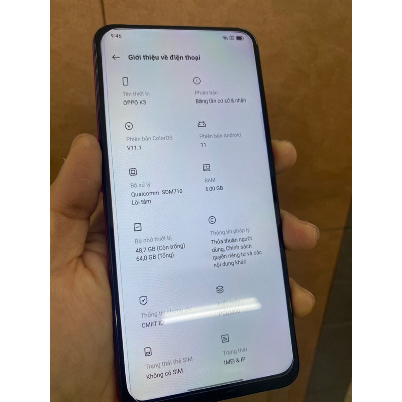 Điện thoại OPPO K3 snap710 6gb 64gb 6.5 inch 2 sim