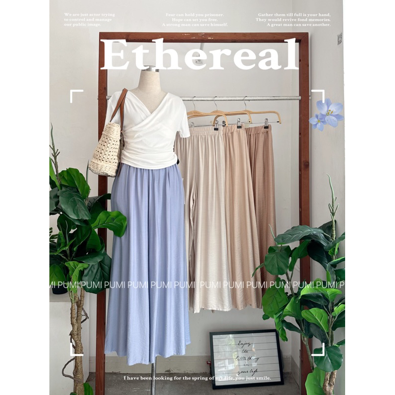 Quần culotes đũi mát lưng thun nhún có túi 2 bên basic nhiều màu freesize Pumi 15296