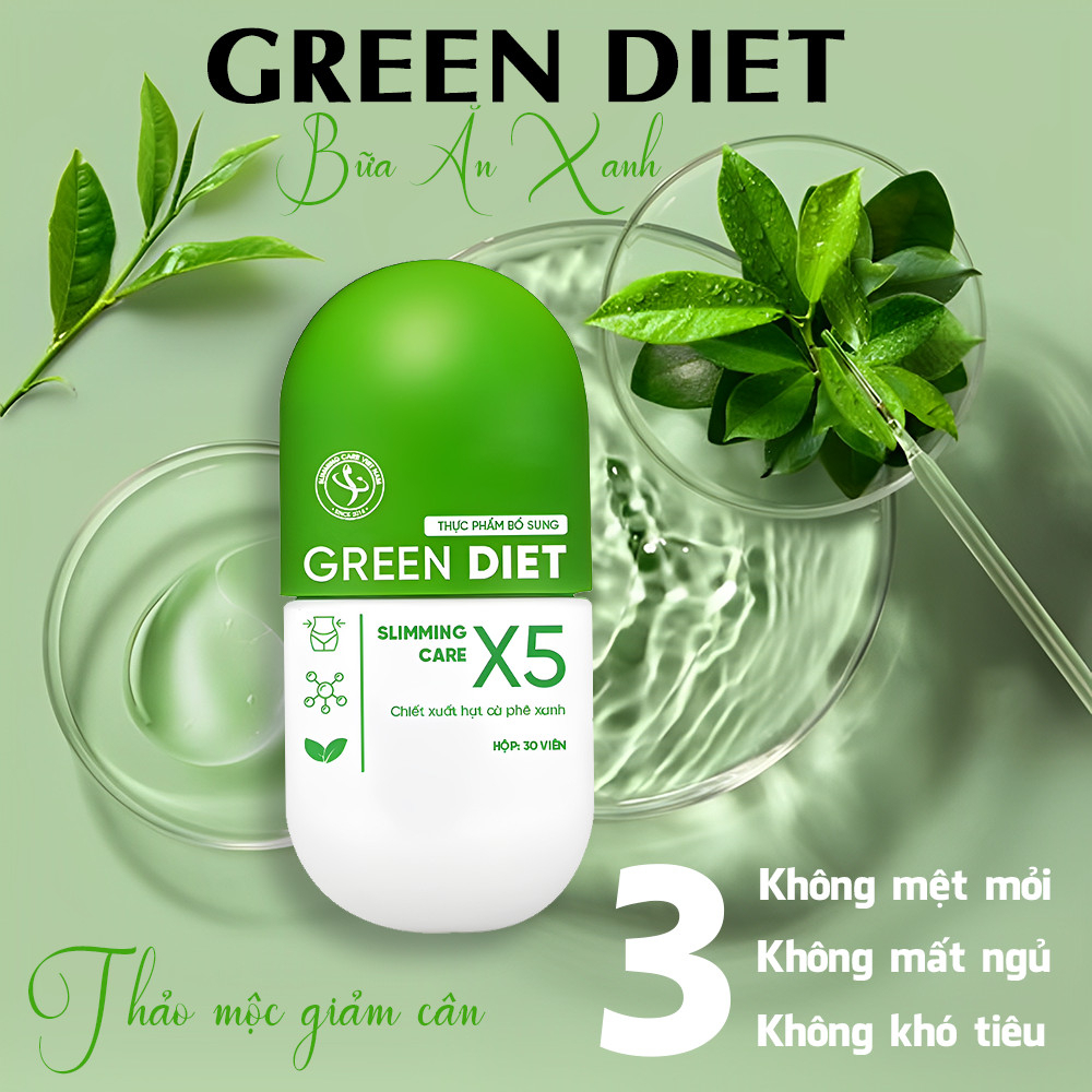 Thảo mộc giảm cân Green Diet Slimming Care X5 hộp 30 viên hỗ trợ detox cơ thể, kiểm soát cân nặng